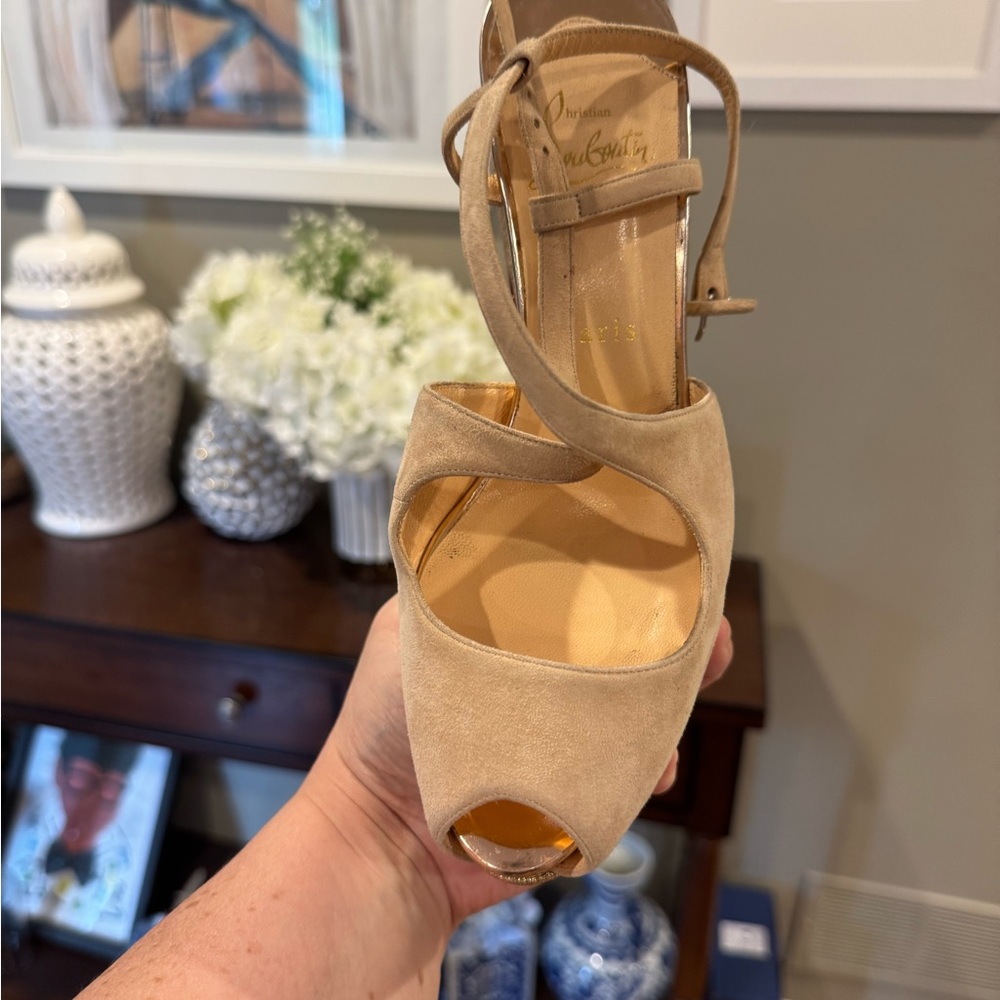 Authentic Peep toe Christian Louboutin Nude Martel 140 Platform Heels!!!! - Picture 15 of 16